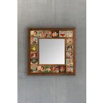 Oscar Stone Decor Oscar Stone Masif Ahşap Çerçeveli Mozaik Doğaltaş Ayna 33 Cmx 33 Cm Vintage Temalı AYN-035