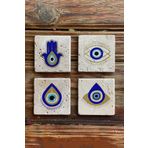 Oscar Stone Decor Taş Bardak Altlığı Stone Coasters 4'lü Set BA526