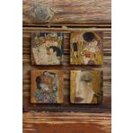 Oscar Stone Decor Taş Bardak Altlığı Stone Coasters - 4lü Set Gustav Klimt Tabloları