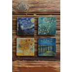 Oscar Stone Decor Taş Bardak Altlığı Stone Coasters - 4lü Set Vincent Van Gogh Tabloları BA555