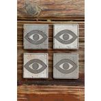Oscar Stone Decor Taş Bardak Altlığı Stone Coasters - Göz / Eye 4lü Set BA576