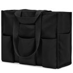 oscaurt El Çantası Alışveriş Çantası Kadın Büyük Tote Bag Canvas Alışveriş Çantası İş Çantası Kadın Katlanabilir Seyahat Çantası Su Geçirmez Omuz Çantaları, Siyah, M