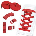 OSDUE 2 çift elastik ayakkabı bağcığı, bağlamadan, kurdelesiz ayakkabı bağcığı, metal kapsüllü bağcık, lastik ayakkabı bandı, çocuk ayakkabıları, spor ayakkabıları için hızlı bağcık sistemi (kırmızı)