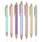OSDUE 7 adet tükenmez kalem, metal geri çekilebilir, hoş günlük, rahat yazma kalemi, siyah mürekkep, orta noktalı 1,0 mm hediye kalemi, kadınlar ve erkekler için sevimli kalemler, ofis malzemeleri