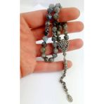 Ose Shop 925 ayar Gümüş Püsküllü ve İmameli Labrodorite Doğal Taş Tesbih