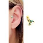 Ose Shop 925ayar Gümüş Üzerine Altın Kaplama Mine İşçiliği Totem Kuşu Tragus Piercing