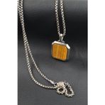 Ose Shop Masculine Trace 925ayar Gümüş Tasarım Kaplan gözü taşlı Kolye