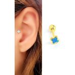 Ose Shop Opal Taşlı 925ayar Gümüş Üzerine Altın Kaplama Yonca Tragus Piercing