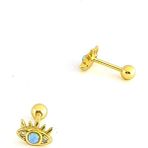 Ose Shop Opal Taşlı Göz Figürlü 925ayar Gümüş altın Tragus Piercing