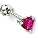 Ose Shop Pembe zirkon Taşlı 925ayar Gümüş Kalp Tragus Kıkırdak Piercing