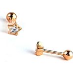 Ose Shop Pırlanta Parlaklığında Zirkon Taşlı 925ayar Gümüş Rose Altın Yıldız Figürlü Tragus Piercing