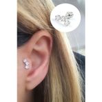 Ose Shop Pırlanta Parlaklığında Zirkon Taşlı 925ayar Gümüş Yay Tragus Helix Piercing