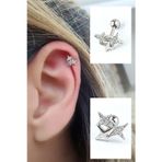 Ose Shop Pırlanta Parlaklığında Zirkon Taşlı Kutup Yıldızı Figürlü 925ayar Gümüş Tragus Kıkırdak Helix Piercing