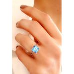 Ose Shop Sky Diamond Blue Creative Sapphire 925ayar Gümüş Lüks Tek Taş Yüzük