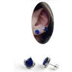 Ose Shop Sky Diamond Blue Creative Sapphire 925ayar Gümüş Üzerine Beyaz Altın Kaplama Damla Küpe