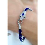 Ose Shop Sky Diamond Blue Creative Sapphire 925ayar Gümüş Üzerine Beyaz Altın Kaplama Yılan kilit detaylı Su Yolu Bileklik