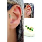 Ose Shop yeşil Zirkon Taşlı 925ayar Gümüş Üzerine Altın Kaplama Tragus ve Helix Kikirdak piercing