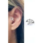 Ose Shop Zirkon Taş Detaylı 925ayar Gümüş Tragus Helix Minimal Tek Kıkırdak küpe