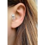 Ose Shop Zirkon Taş Detaylı 925ayar Gümüş üzerine Altın kaplama Kıkırdak Tragus Piercing