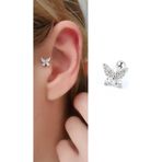 Ose Shop Zirkon Taş Detaylı Kelebek Figürlü 925ayar Gümüş Tragus Helix Kikirdak piercing