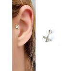 Ose Shop Zirkon Taş Detaylı yıldız figürlü 925ayar Gümüş Tragus Helix Kikirdak piercing