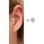 Ose Shop Zirkon Taş Detaylı Yonca Figürlü 925ayar Gümüş Tragus Helix Kikirdak piercing