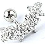 Ose Shop Zirkon Taşlı 925ayar Gümüş Çiçek Yay Tragus Kıkırdak Helix Piercing
