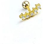 Ose Shop Zirkon Taşlı 925ayar Gümüş Üzerine Altın Kaplama Tragus Kıkırdak Piercing