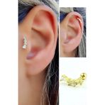 Ose Shop Zirkon Taşlı 925ayar Gümüş Üzerine Altın Kaplama Tragus ve Helix Kikirdak piercing