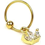 Ose Shop zirkon tasli altin kaplama 316L anti alerjik cerrahi celik piercing