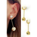 Oseshop İtalyan 925 Ayar Gümüş Üzerine Altın Kaplama İncili Trend Küpe
