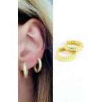 Oseshop İtalyan 925 Ayar Gümüş Üzerine Altın Kaplama Tasarım Halka Küpe