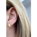Oseshop İtalyan 925 Ayar Gümüş Üzerine Altın Kaplama Tasarım Halka Tek Küpe