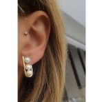 Oseshop İtalyan 925 Ayar Gümüş Üzerine Altın Kaplama Tasarım İnci Küpe