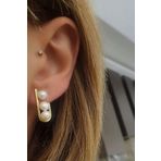 Oseshop İtalyan 925 Ayar Gümüş Üzerine Altın Kaplama Tasarım İnci Küpe