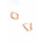 Oseshop İtalyan 925 Ayar Gümüş Üzerine Rose Altın Kaplama Oval Trend Halka Küpe