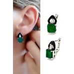 Oseshop İtalyan Mine İşçiliği 925 Ayar Gümüş Yeşil Kuvars Taşlı Gümüş Küpe