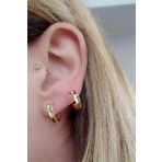 Oseshop İtalyan tasarımı 925 Ayar gümüş üzerine altın kaplama Yarim Halka Küpe