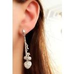 Oseshop İtalyan Tasarımı Pırlanta Işıltısında Zirkon Taşlı 925 Ayar Gümüş Kalp Kiraz Figürlü Tasarım Küpe