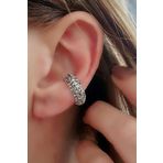 Oseshop İtalyan Tasarımı Zirkon Taşlı 925 Ayar Gümüş Sıkıştırmalı Kıkırdak Küpe
