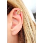 Oseshop Kedi Gözü Taşlı 925 Ayar Gümüş Üzerine Altın Kaplama İtalyan Sıkıştırmalı Earcuff Kıkırdak Küpesi