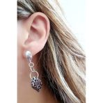 Oseshop Mineli Leopar Desenli 925 Ayar Gümüş İtalyan Lüks Küpe
