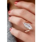 Oseshop Pırlanta Parlaklığında 925 Ayar Gümüş Rose Tek Taş Yüzük