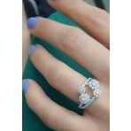 Oseshop Pırlanta Parlaklığında Zirkon Taşlı 925 Ayar Gümüş Çiçek Figürlü Yüzük