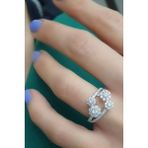 Oseshop Pırlanta Parlaklığında Zirkon Taşlı 925 Ayar Gümüş Çiçek Figürlü Yüzük