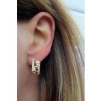 Oseshop Pırlanta Parlaklığında Zirkon Taşlı 925 Ayar Gümüş Üzerine Altın Kaplama İtalyan Lüks Küpe