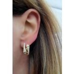 Oseshop Pırlanta Parlaklığında Zirkon Taşlı 925 Ayar Gümüş Üzerine Altın Kaplama İtalyan Lüks Küpe