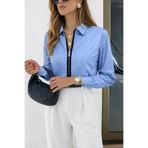 oshebu Kadın Önü Fermuarlı Oversize Poplin Gömlek