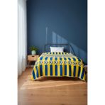 OSIO Tek Kişilik Pike Yatak Örtüsü 150x240 cm Taraftar Desen Sarı Lacivert