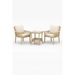 Oslo Raddan 1+1 Bistro Set Minderli 2 Kişilik Raddan Oturma Grubu Camlı Sehpa Bahçe Balkon Teras Set Cappuccino Cappuccino